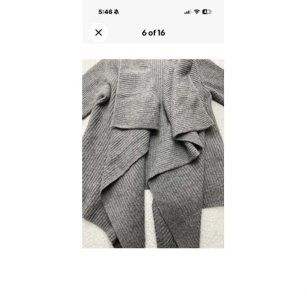 Forte Cashmere Sweater Cardigan Womens 1 Gray 100% Cashmere Open Front Draped